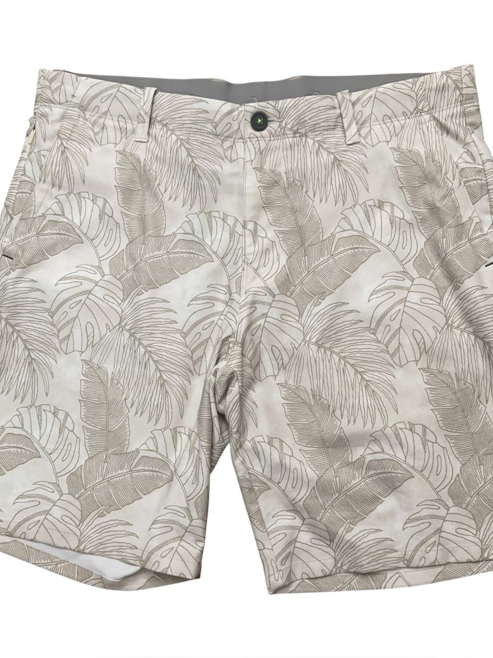Tommy Bahama On Par Vine Line Shorts Mens 35 Island Zone Golf Leaf Print Beige